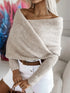 'Laurel' Long Sleeve Cropped Knit Top - Celes Fashion